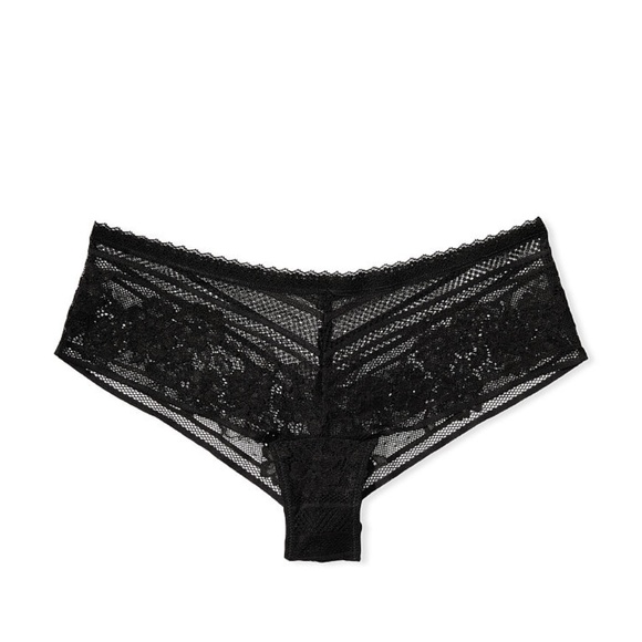 Victoria's Secret The Lacie Floral Stripe Cheeky Panty Black XL NEW - Picture 3 of 8